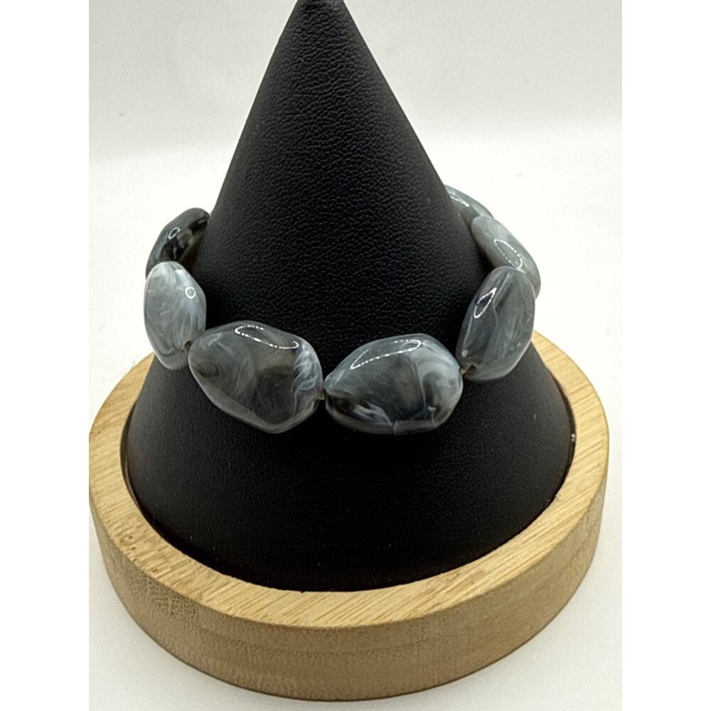 Chunky Marbled Swirl Irregularly Shaped Faux Stone Stretch Bracelet